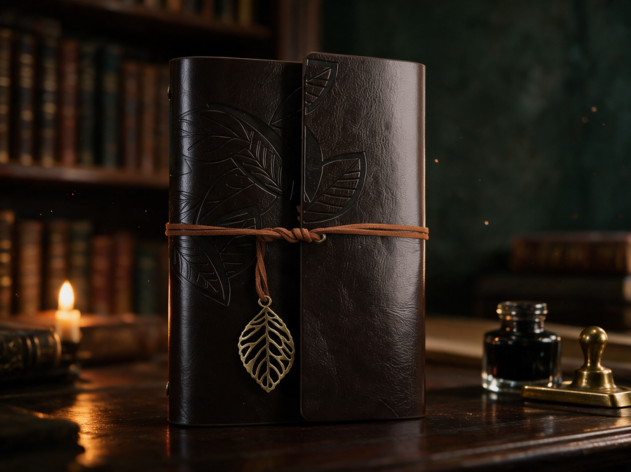 VELLUM — Vintage Yaprak Desenli Deri Defter